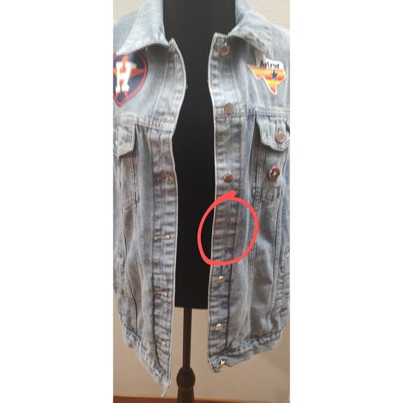 Houston Astros Adult Plus Size Denim Vest Baseball Jean Jacket MLB Original Read - Picture 4 of 8